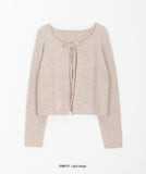 Swan Color Round Ribbon Knit Cardigan