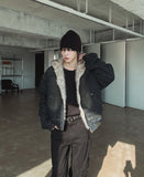 Raven Denim Crop Fur Hood Jumper