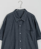 [unisex] Heiko Stitch Pocket Denim Over Short Sleeve Shirt