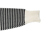 Boudin Stripe Loose Fit Off-Shoulder Button Knit