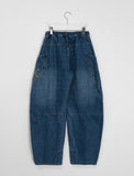 [unisex] Abus embroidery denim wide balloon pants