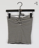 Nucket Stripe Shirring Two-Way Halter Strap Top Sleeveless