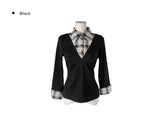 Padin Fake Layered Check Shirt Slim Ribbon T-shirt