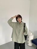[BAONHAUS] Tenin Cotton Boxy Over Plain Shirt