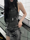[MADE] Corset Denim Halter Top