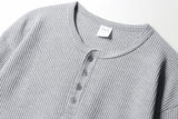 Textured Henley Neck Long Sleeve T-Shirts