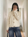 Robe Collar High-Neck Avant Cable Knit Long Sleeve Cardigan