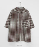 [unisex] Kanbilli Check Over Hooded Short Sleeve Shirt