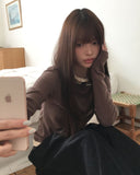 Gian High Neck Color Matching Fleece Hood T-shirt