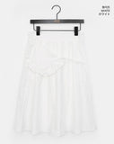 [Belt bag set] Machi pleated frill nylon banding midi skirt