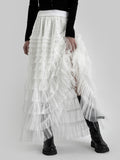 Feather See-Through Tiered Skirt