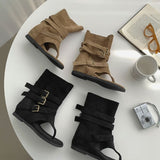 Buckle Two-Way Middle Suede Flip-Flops Boots