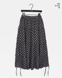 Yubo Vintage Check Ribbon Strap Tiered Long Skirt