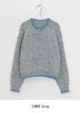 Agon Raglan Wool Color Matching Button Knit