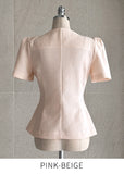 Light Square Short Sleeve Tweed Blouse Jacket