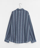 [unisex] Pweep Vintage Stripe Over Linen Shirt