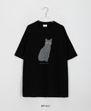 [unisex] Myari Cat Printing Over Short Sleeve Tee