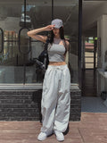 Publi Side Zipper Nylon String Pants
