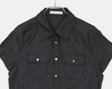Siyu slim fit raw denim pocket short sleeve shirt