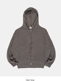 Mild sleeve wamer over knit hood zip-up