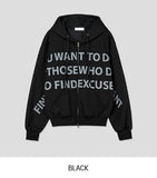 Wanted Lettering Crop Hood Zip-Up