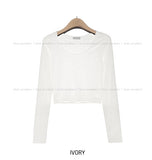 Slim Silhouette Basic U-neck Long-sleeved