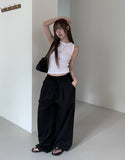 Yor Cotton Pintuck Wide Banding Pants
