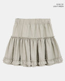 Bran Double Frill Check Midi Skirt