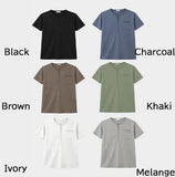 Kato Henley Neck Slub Short Sleeve T-shirt