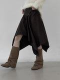 Leton Unbalanced Suede Skirt