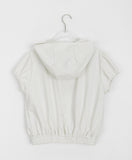 Luwa embossed shirring short sleeve hood zip-up