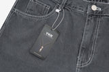 Half-bending semi-wide denim pants