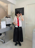 Peuin Banding Shirring Pocket Long Skirt