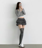 Tiered Flared Mini Underpants Banding Cotton Skirt Pant