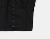 Serna Pintuck Button Short Sleeve Blouse