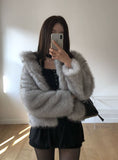 [Lining Quilting] Celan Hairy Fur Collar Jacket