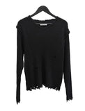Damaged V-neck long-sleeve knit