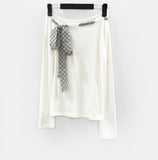 Jisen Scarf One Shoulder Tee