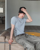 Beryl Lettering Ribbed Short Sleeve T-shirt