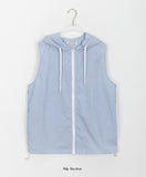 [BAONHAUS] Prive Check Zip-Up Hood Vest
