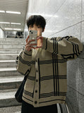 Check Oversized Fit Cardigan