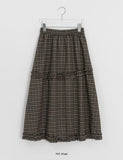 Kohyuri Check Frill Banding Long Skirt