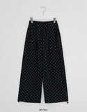 Giltes Dot Cotton Banding Wide Pants