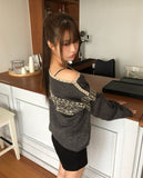 Irum Nordic One-Off Shoulder Loose Fit Long Sleeve Knit