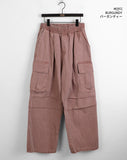 Tail Pigment Washing Cotton Banding Cargo Long Wide Pants