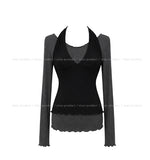 Dani Ruffle Layered Halter Long Sleeve