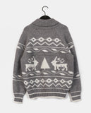 Jeber Deer Nordic Round Collar Knit Cardigan