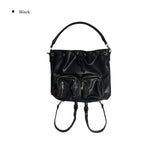 Chino Multi-Pocket Leather Shoulder Bag Backpack