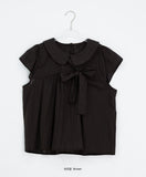 Meva Check Ribbon Short Sleeve Blouse