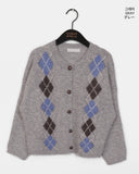 [Wool20] Necker Vintage Diamond Argyle Knit Cardigan